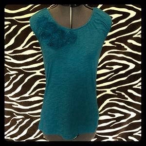 Teal floral tee